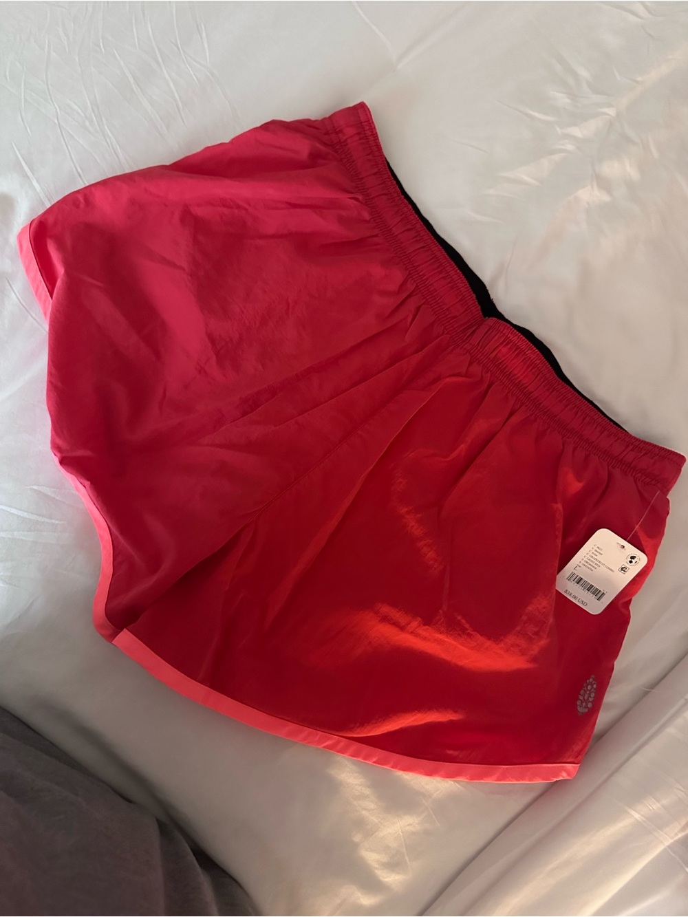 Free People Red Athletic Shorts with Pink Trim